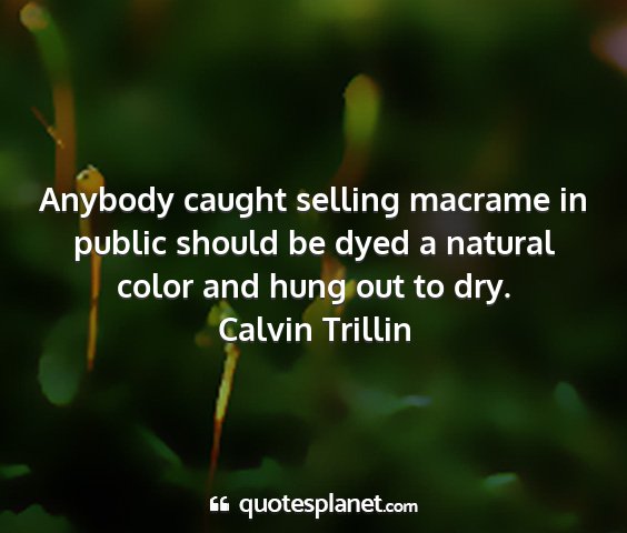 Calvin trillin - anybody caught selling macrame in public should...