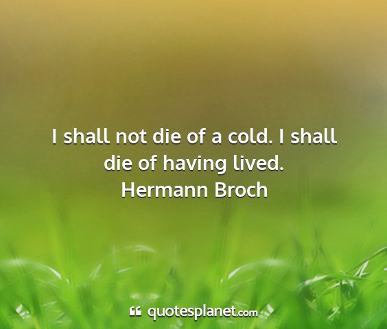 Hermann broch - i shall not die of a cold. i shall die of having...